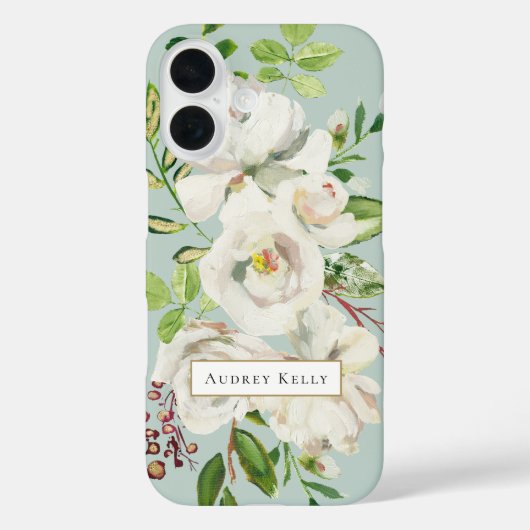 Gilded Blooms カスタムモノグラム ミント Case-Mate iPhoneケース (裏面)