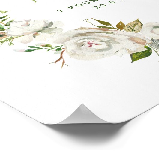 Gilded Blooms Personalized Baby Birth Stats ポスター (角)