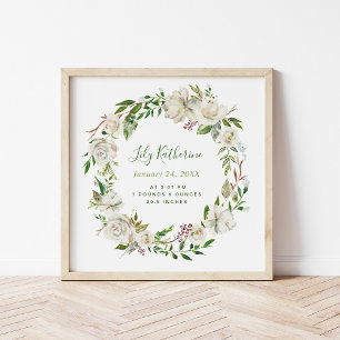 Gilded Blooms Personalized Baby Birth Stats ポスター