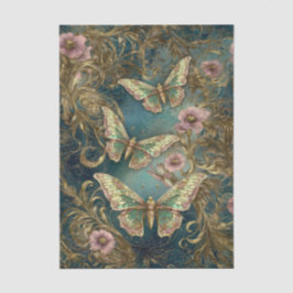 Gilded Butterfly Elegance - Art Nouveau Floral 薄葉紙