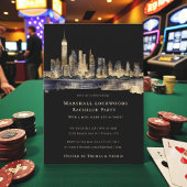 Gilded Cityscape Night Bachelor Party Invitation 招待状