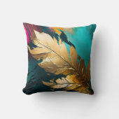Gilded Feather – Luxe Abstract Elegance クッション (正面)