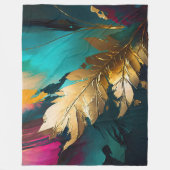 Gilded Feather – Luxe Abstract Elegance フリースブランケット (正面)