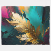 Gilded Feather – Luxe Abstract Elegance フリースブランケット (正面(横))