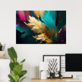 Gilded Feather – Luxe Abstract Elegance ポスター (ホームオフィス)