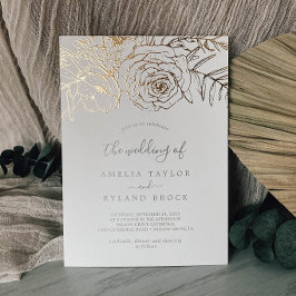 Gilded Floral | ゴールドフォイルクリームの結婚式 箔招待状
