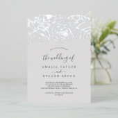 Gilded Floral | 銀箔グレー 結婚式 箔招待状 (立ち正面)