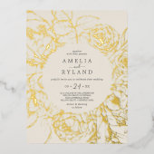 Gilded Floral | Gold Foil Cream 4.25x5.6" Wedding 箔招待状ポストカード (正面)