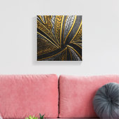 Gilded Fusion–Black & Gold Engraved Metal Wall Art キャンバスプリント (インサイチュ (リビング))