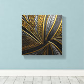 Gilded Fusion–Black & Gold Engraved Metal Wall Art キャンバスプリント (インサイチュ (ウッドフロア))