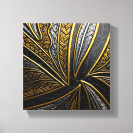 Gilded Fusion–Black & Gold Engraved Metal Wall Art キャンバスプリント