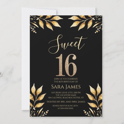 Gilded Glitz Sweet 16 Invitation 招待状 (正面)