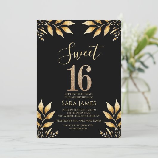 Gilded Glitz Sweet 16 Invitation 招待状 (スタンド正面)
