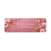 Gilded Gold Leaf Pink Cherry Blossom ラベル (正面)
