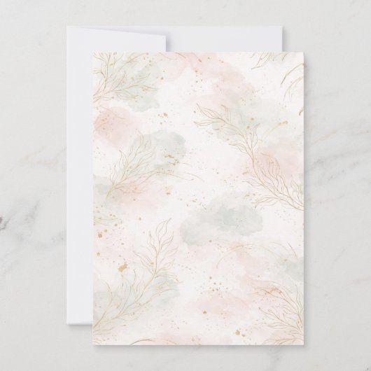 Gilded Gold Sage & Blush Botanical Table Number 招待状 (裏面)