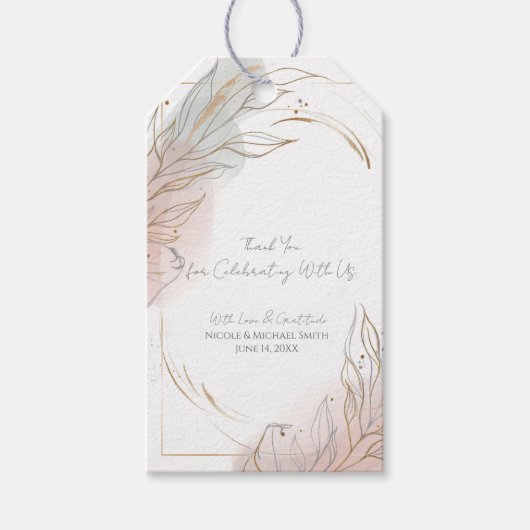 Gilded Gold Sage & Blush Botanical Wedding  ギフトタグ (正面)