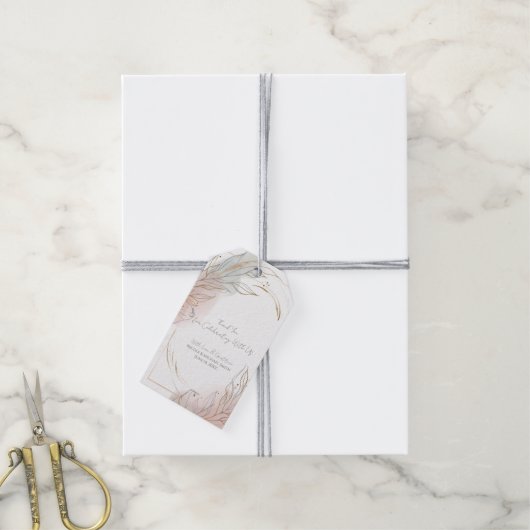 Gilded Gold Sage & Blush Botanical Wedding  ギフトタグ (より糸付き)