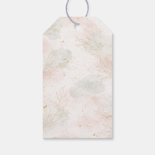 Gilded Gold Sage & Blush Botanical Wedding  ギフトタグ (裏面)