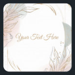 Gilded Gold Sage & Blush Botanical Wedding  スクエアシール<br><div class="desc">Matching items available.</div>