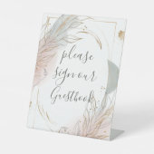 Gilded Gold Sage & Blush Botanical Wedding  台座サイン (正面)