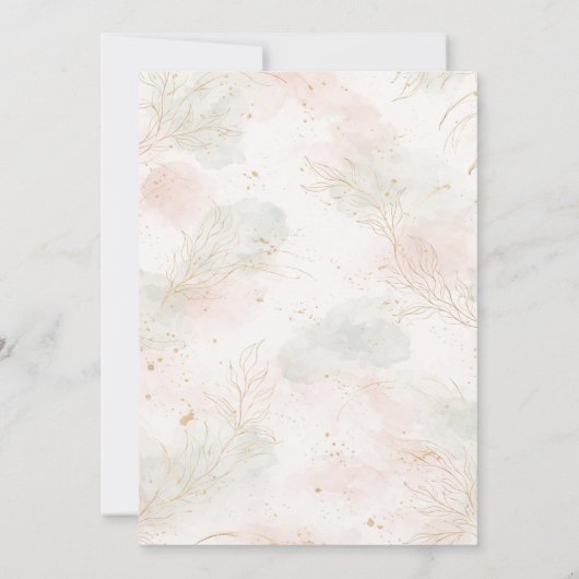 Gilded Gold Sage & Blush Botanical Wedding  招待状 (裏面)
