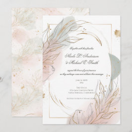 Gilded Gold Sage & Blush Botanical Wedding  招待状