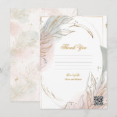 Gilded Gold Sage & Blush Botanical Wedding  招待状 (正面/裏面)