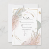 Gilded Gold Sage & Blush Botanical Wedding RSVP 招待状 (正面)