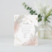 Gilded Gold Sage & Blush Botanical Wedding RSVP 招待状 (スタンド正面)
