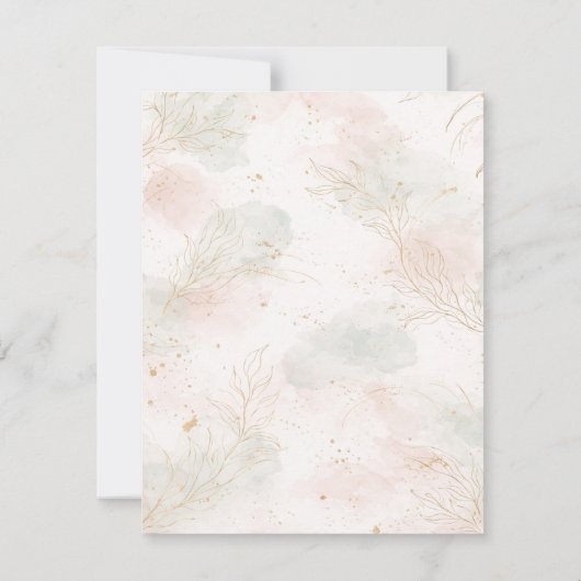 Gilded Gold Sage & Blush Botanical Wedding RSVP 招待状 (裏面)