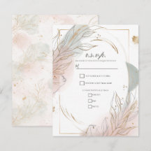 Gilded Gold Sage & Blush Botanical Wedding RSVP