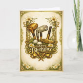 Gilded Golf Antique Illustration Birthday カード (正面)