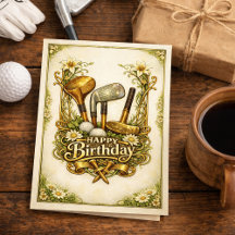 Gilded Golf Antique Illustration Birthday