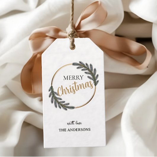 Gilded Greenery Holly Wreath Christmas Gift Tag ギフトタグ