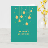 Gilded Greetings on Teal Christmas Card カード (黄色い花)