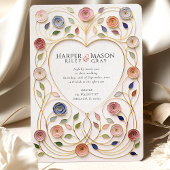 Gilded Heart Frame Floral Enamel Wedding 招待状