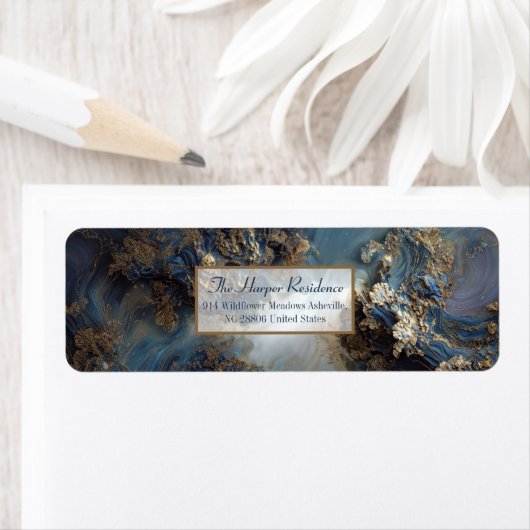 Gilded Indigo Mineral Return Address ラベル (インサイチュ)