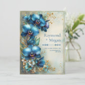 Gilded Indigo Orchid Stardust Wedding 招待状 (スタンド正面)