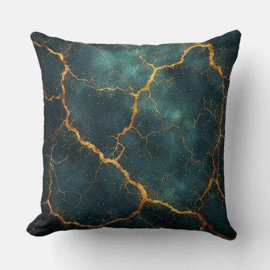 Gilded Kintsugi Abstract Luxury Resilience Design クッション (正面)