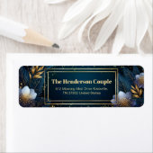 Gilded Midnight Navy Starry Botanical Address ラベル (インサイチュ)