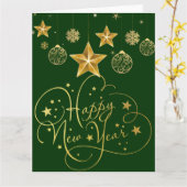 Gilded Midnight New Year’s Eve Card – Luxury  カード (黄色い花)
