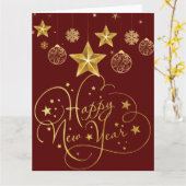 Gilded Midnight New Year’s Eve Card – Luxury  カード (黄色い花)