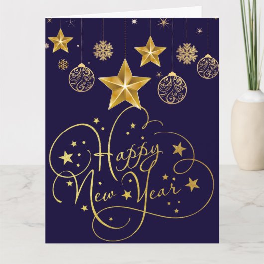 Gilded Midnight New Year’s Eve Card Luxury blue カード (正面)