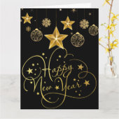 Gilded Midnight New Year’s Eve Card – Luxury Foile カード (黄色い花)