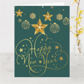 Gilded Midnight New Year’s Eve Card – Luxury Foile カード (黄色い花)