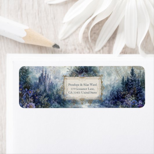 Gilded Misty Fairytale Castle Landscape ラベル (インサイチュ)