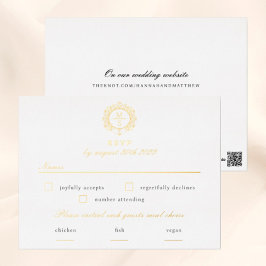 Gilded Monogram RSVPのエンク結婚ロージャカード 箔招待状ポストカード