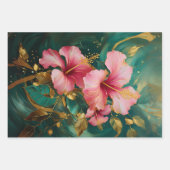 Gilded Pink Hibiscus, Coconut Grove ラッピングペーパーシート (正面)