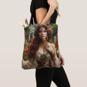 Gilded Pre-Raphaelite Woman 1 in Garden トートバッグ (クローズアップ)