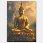 Gilded Seated Buddha Under a Sunset Sky マグネット (正面)